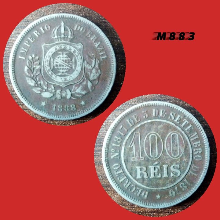 Moeda 100 Réis - CuproNíquel -10g - 27mm - 1888 - M883
