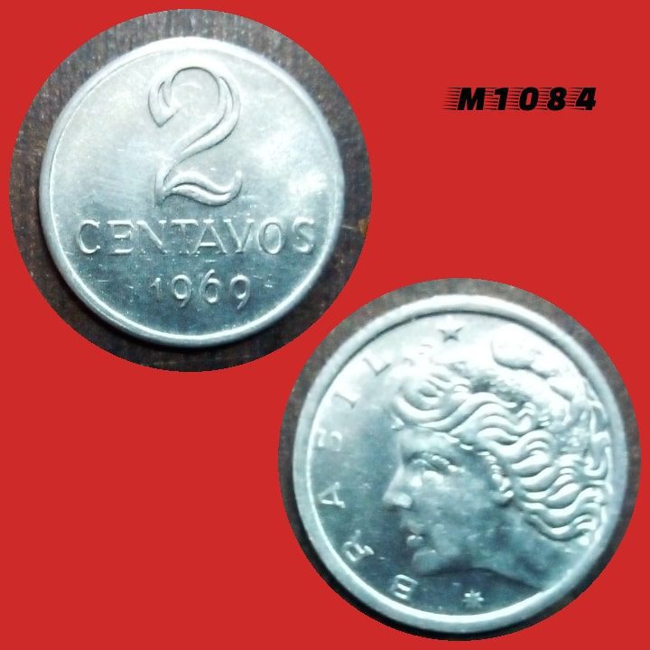 | Casa do Colecionador Moeda 2 centavos - Aço Inox - 3,2g - 19mm - 1969 - M1084
