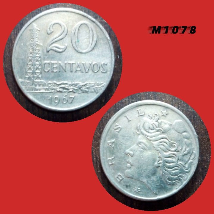 | Casa do Colecionador Moeda 20 centavos - CuproNíquel - 7,8g - 25mm - 1967 - M1078