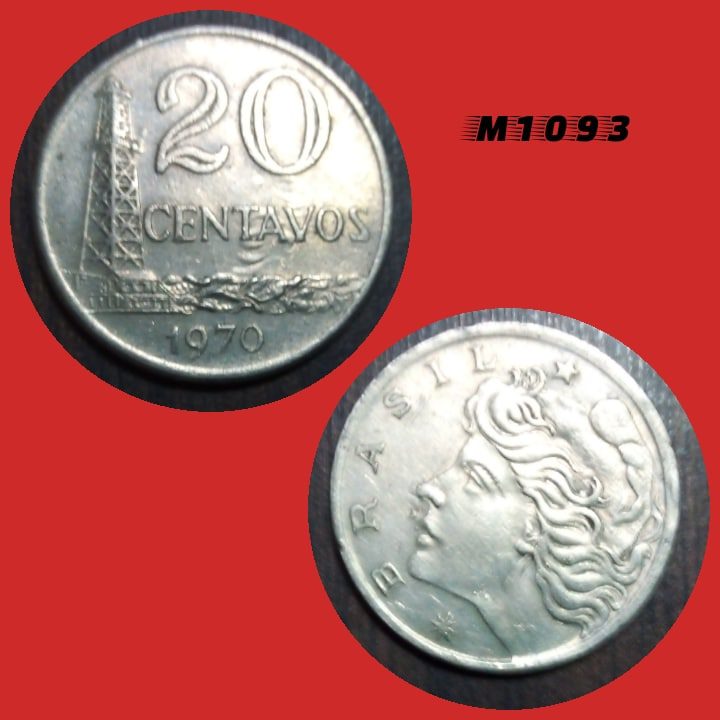| Casa do Colecionador Moeda 20 centavos - CuproNíquel - 7,8g - 25mm - 1970 - M1093