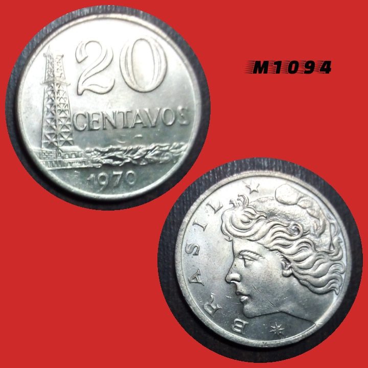 | Casa do Colecionador Moeda 20 centavos - CuproNíquel - 7,8g - 25mm - 1970 - M1094