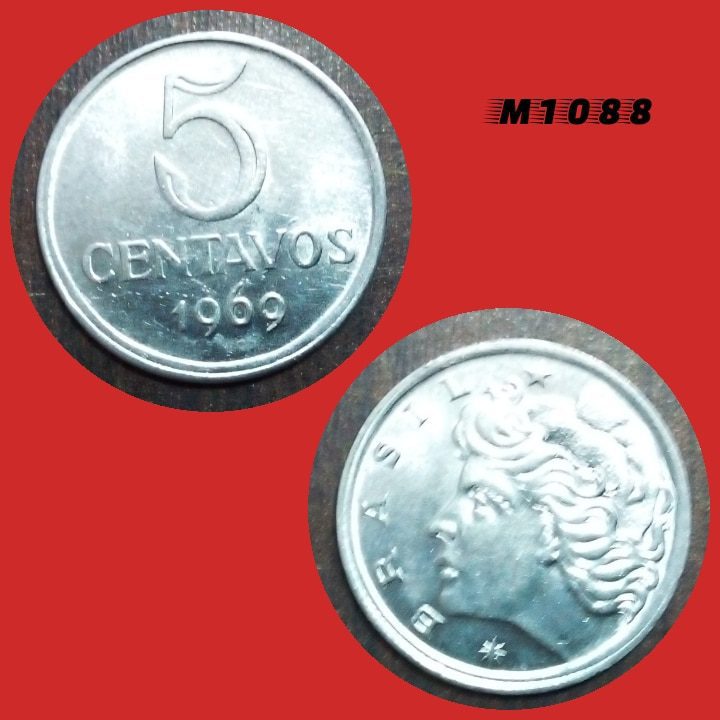 | Casa do Colecionador Moeda 5 centavos - Aço Inox - 3,9g - 21mm - 1969 - M1088