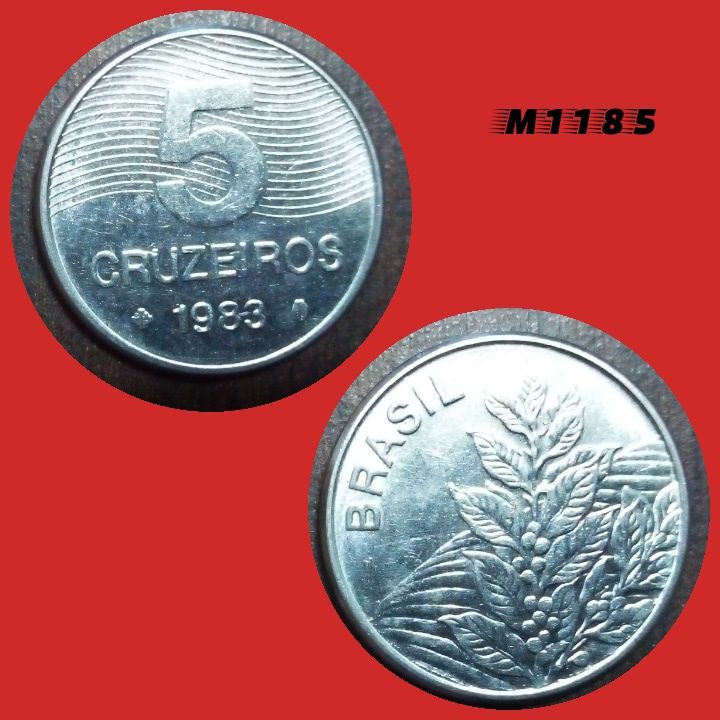 | Casa do Colecionador Moeda 5 cruzeiros - Aço Inox - 4,5g - 22mm - 1983 - M1185