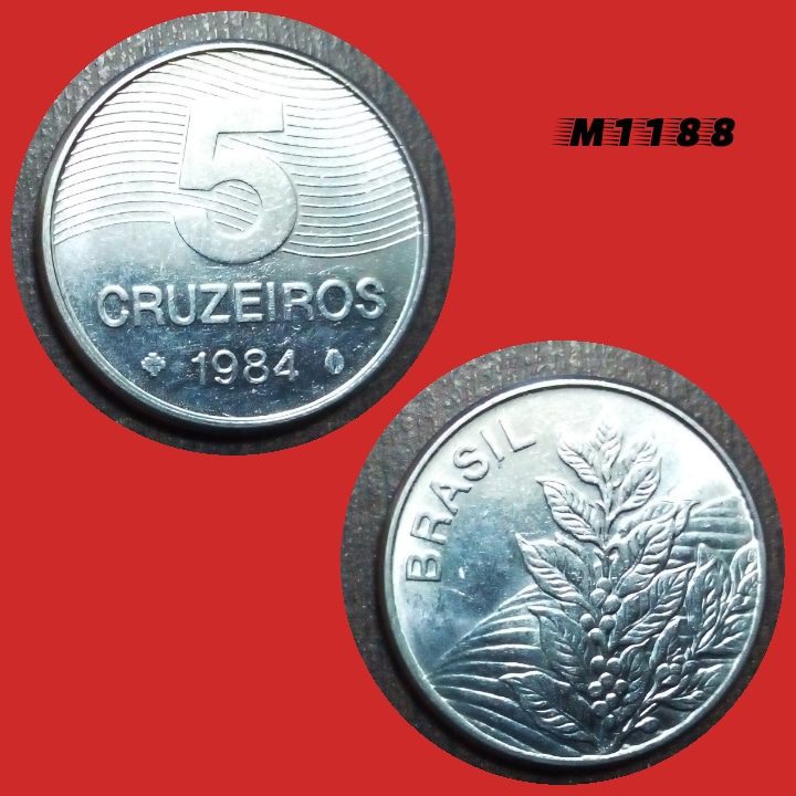 | Casa do Colecionador Moeda 5 cruzeiros - Aço Inox - 4,5g - 22mm - 1984 - M1188