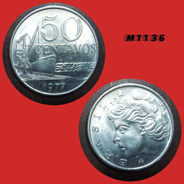 | Casa do Colecionador Moeda 50 centavos - Aço Inox - 6,6g - 27mm - 1977 - M1136