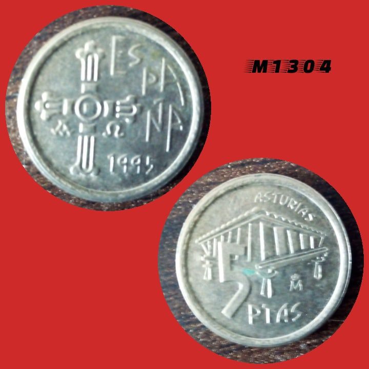 | Casa do Colecionador Moeda Espanha - 5 pesetas - Alumínio-Broze 3g - 17,5 - 1995 - Astúrias - M1304