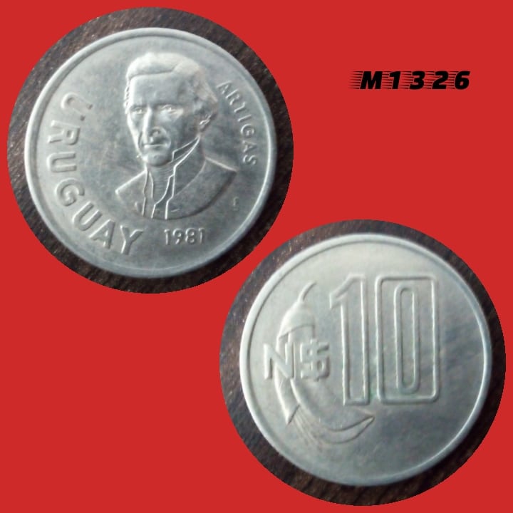 | Casa do Colecionador Moeda Uruguai - 10 pesos novos - CuproNíquel - 10g - 28mm -1981 - M1326