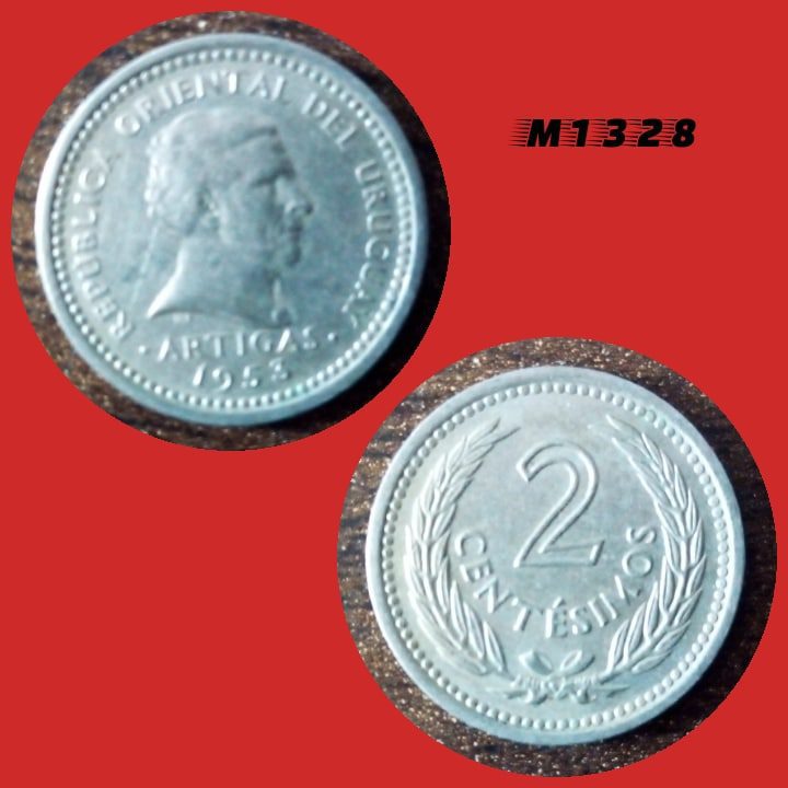 | Casa do Colecionador Moeda Uruguai - 2 centésimos - CuproNíquel - 2,5g - 17mm - 1953 - M1328