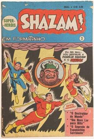 Shazam! Super-Heróis número 3 em formatinho, Ebal-1976. HQ/Gibi