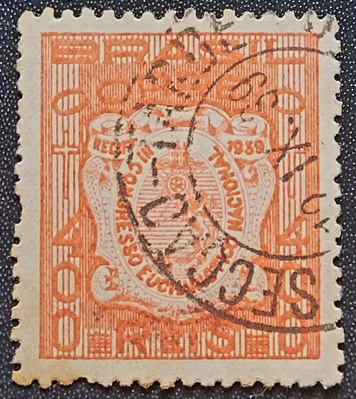 | Casa do Colecionador Comemorativos - RHM C0137 A (Usado - Variedade) 400 Réis - 3º Congresso Eucarístico Nacional Recife/PE - 03/09/1939 (Selos do Brasil)