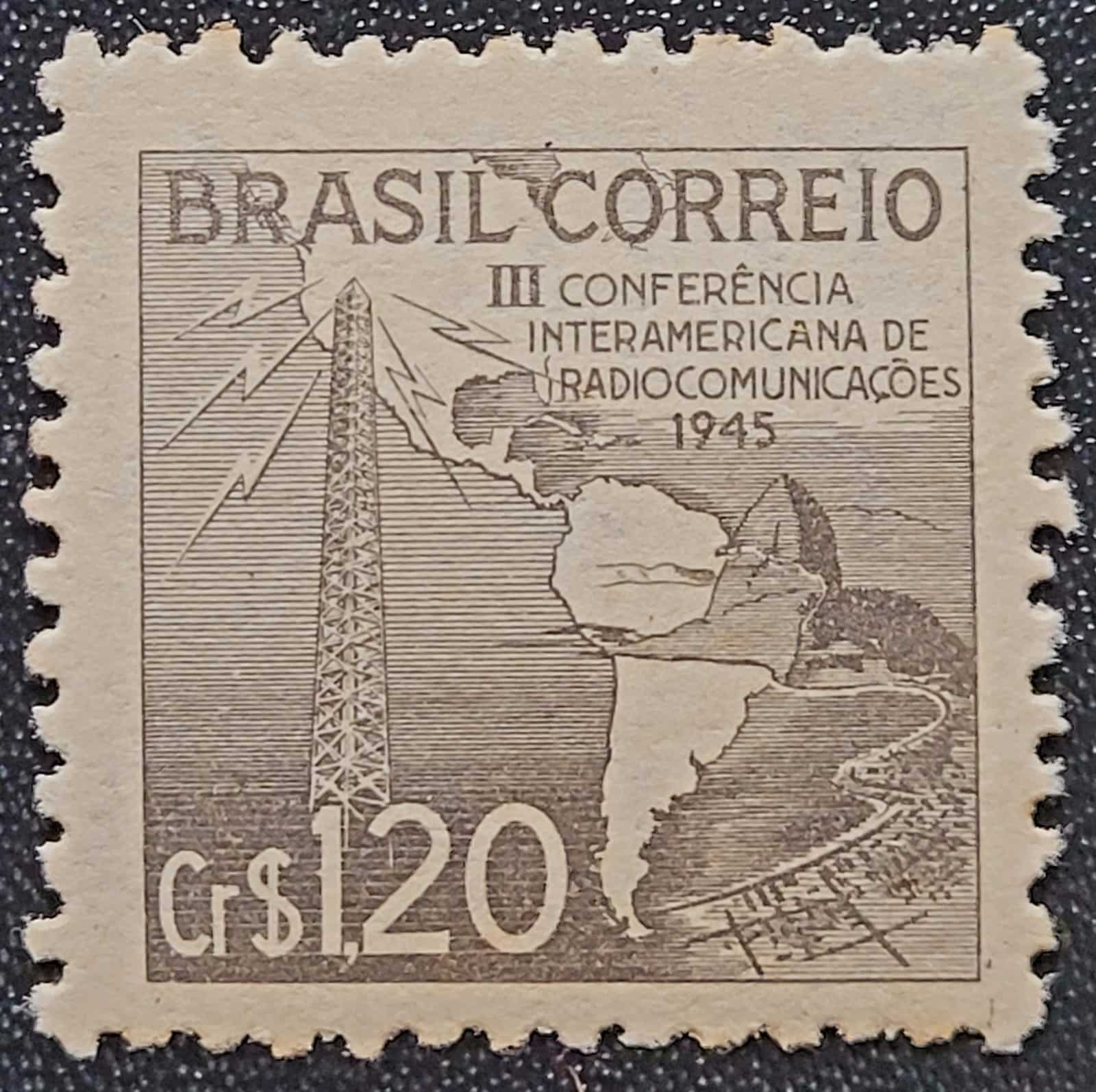 | Casa do Colecionador Comemorativos - RHM C0211 (Novo - Mint) 1,20 Cr$ - 3ª Conferência Sulamericana de Radio Comunicações/RJ - 03/09/1945 (Selos do Brasil)