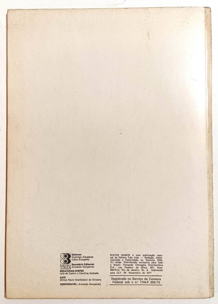 | Casa do Colecionador Status Humor nº 41/A, Editora Três-1977. Humor Erótico