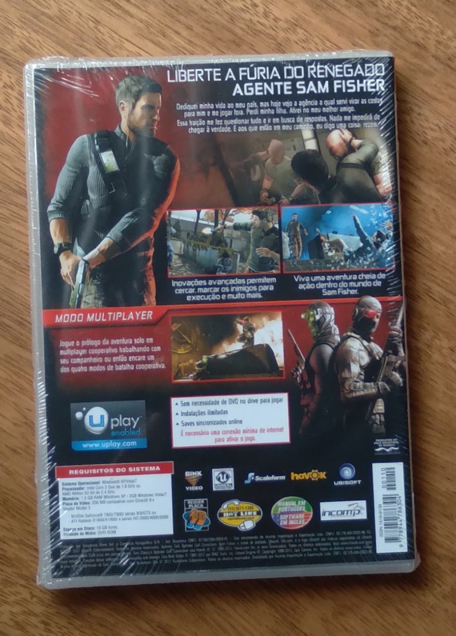 | Casa do Colecionador 244S Jogo PC computador Splinter Cell conviction. Original lacrado.