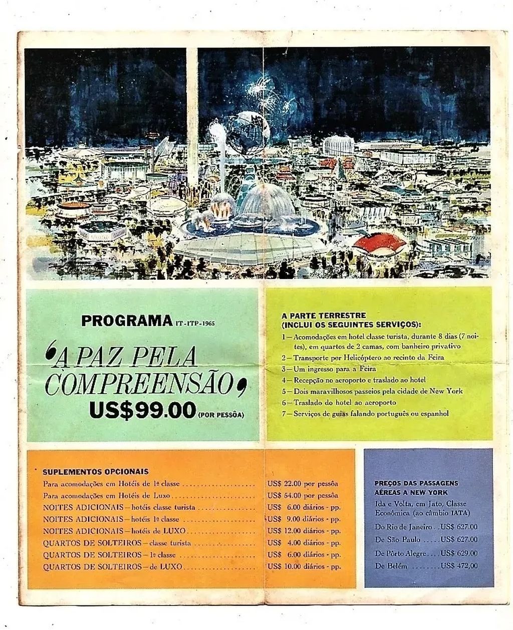 | Casa do Colecionador Folder Varig Feira Mundial De Nova York 1964 1965 2