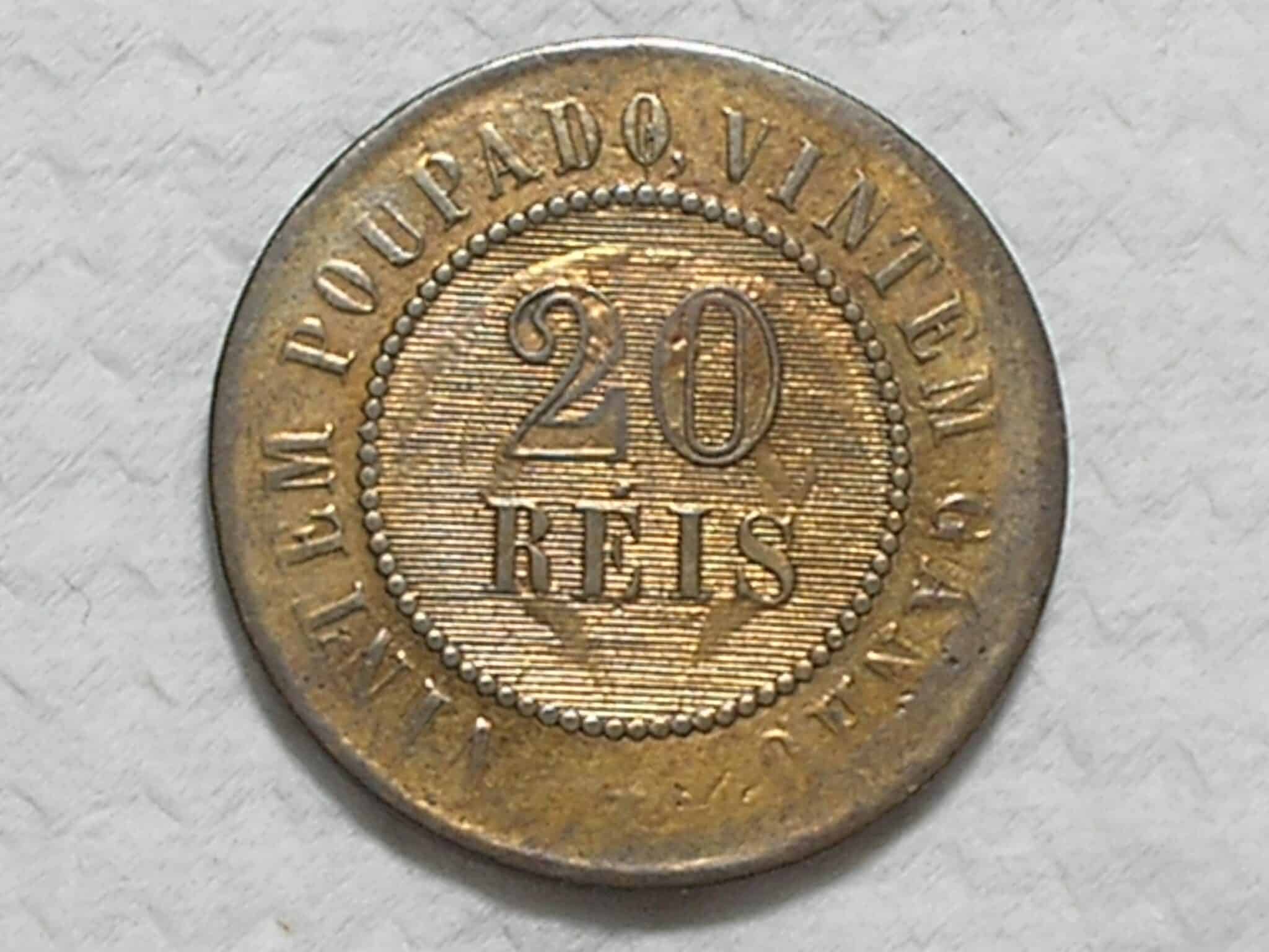 | Casa do Colecionador Recunho) 20 Réis - 1904 - Recunhada sobre 20 Réis 1894 - Existe vestígio de recunho sobre outra moeda / Rara / Bronze / box52