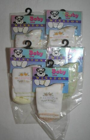 5 pares de Meias de qualidade da marca Winston Baby line nas cores variadas, veste calçado nº 16 a 19 de 3 meses até 1 ano - menina
