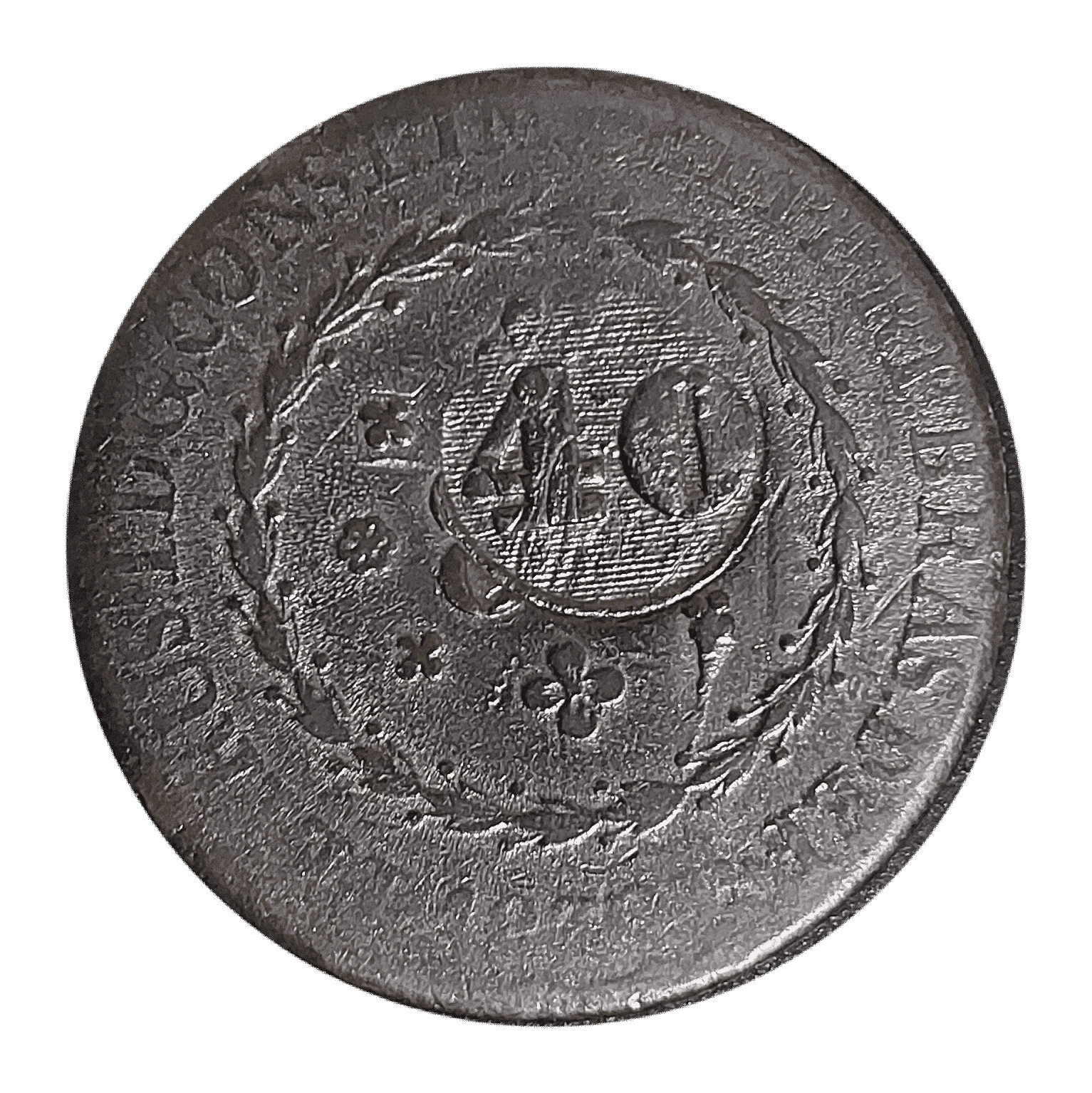 80 Réis com carimbo de 40 Réis 1830 Rio de Janeiro Sku 536