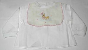 Blusa branca com manga comprida e gola bordada motivo patinho nadando. veste bebê menina Recém Nascida