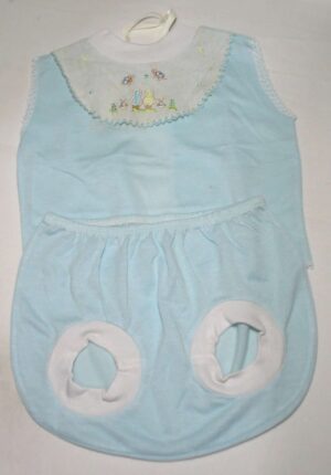 Conjuntinho malha blusa e short pimpão, gola bordada, veste bebê menino Recém Nascido