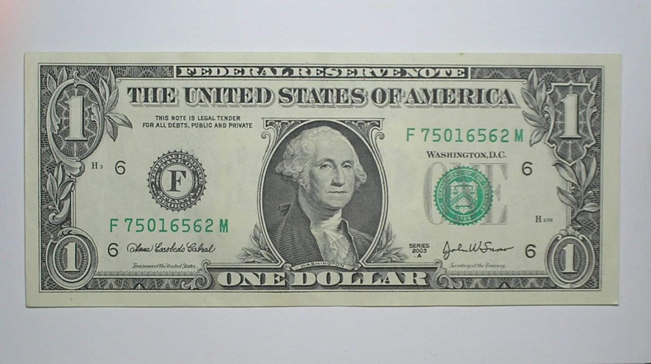 | Casa do Colecionador Estados Unidos / 1 Dollar - 2003-a - F - Selo verde - Cabecinha - Washington - Não circula mais