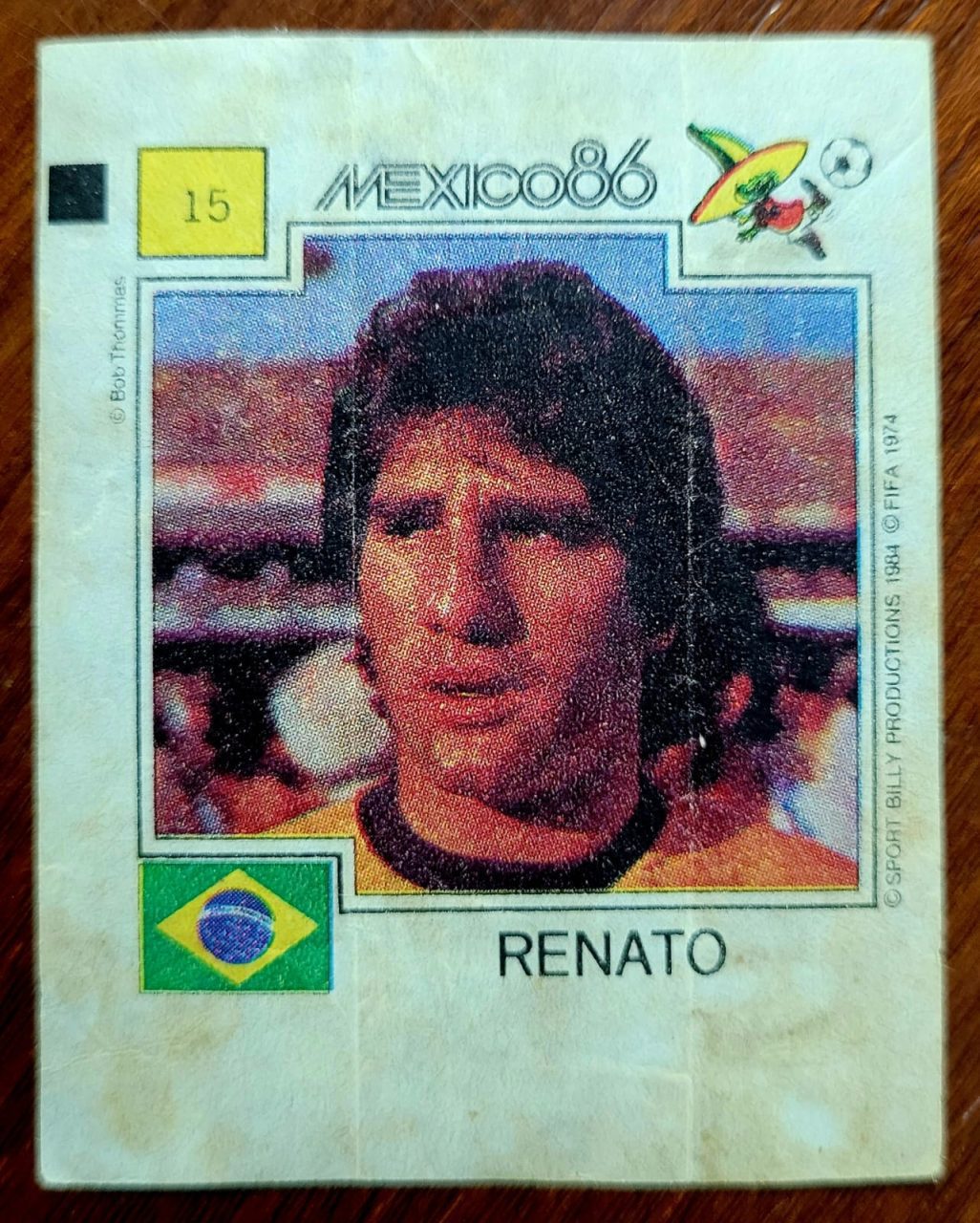 | Casa do Colecionador Figurinha Ping Pong - México 86 - Nº 015 - Brasil - Renato Gaúcho