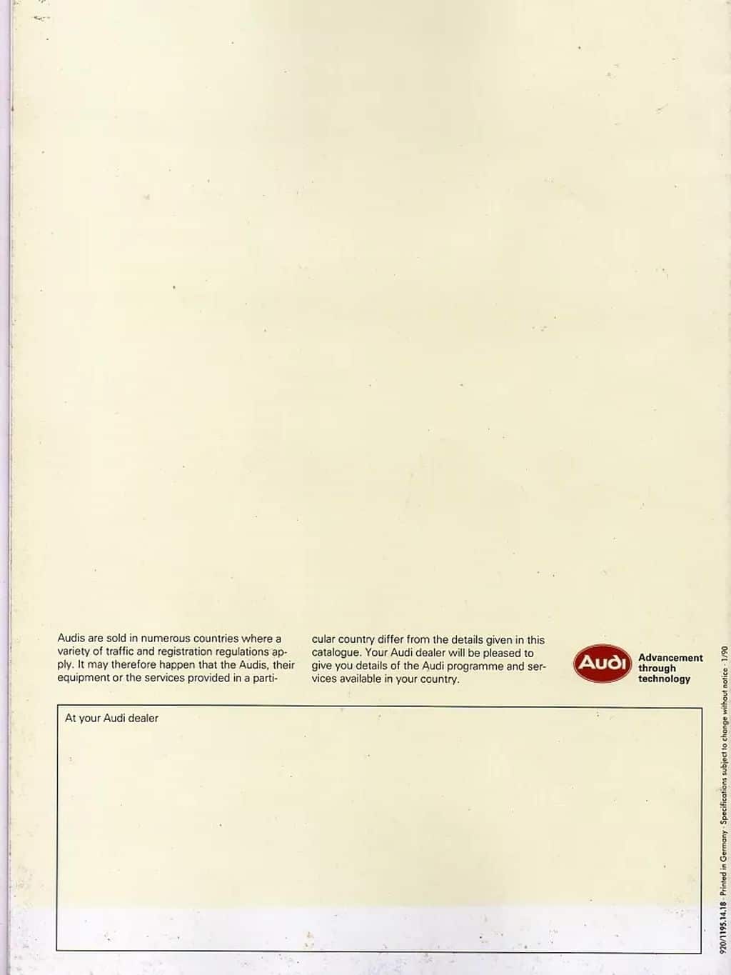 | Casa do Colecionador Folder De Venda Concessionaria Audi 80 - 1990 - Em Ingles