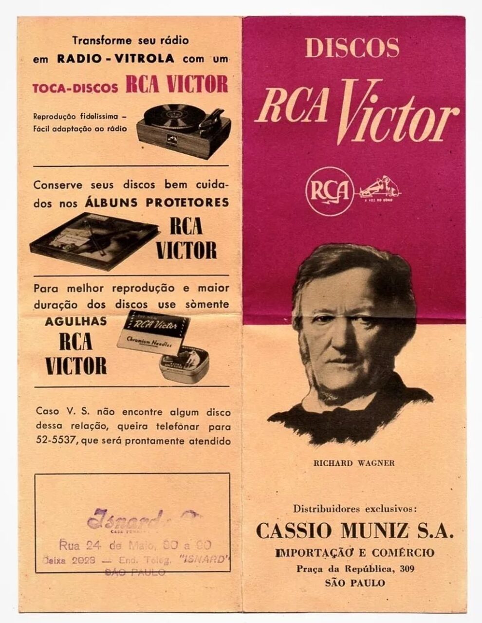 | Casa do Colecionador Folder Propaganda Antiga Discos Rca Victor Lojas Isnard