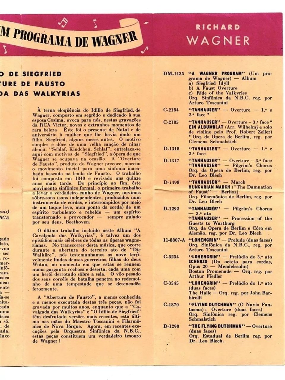 | Casa do Colecionador Folder Propaganda Antiga Discos Rca Victor Lojas Isnard