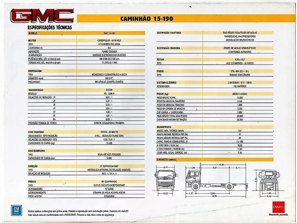 | Casa do Colecionador Folder Propaganda Caminhão Gmc 15-190 - 1997