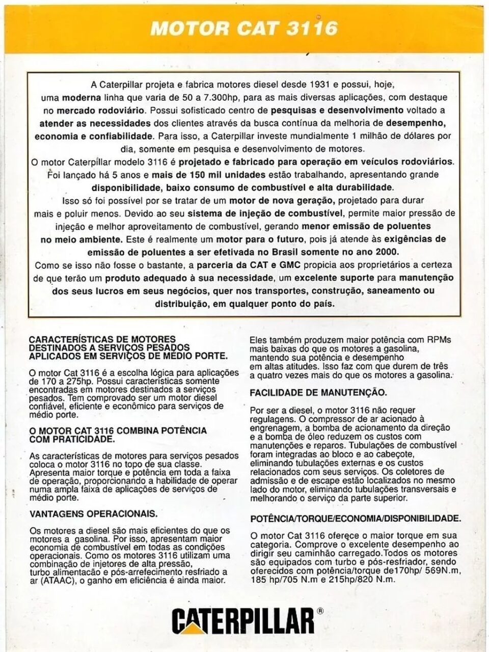 | Casa do Colecionador Folder Propaganda Caminhão Gmc Com Motor Caterpillar 3116
