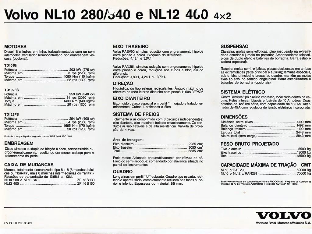 | Casa do Colecionador Folder Propaganda Volvo Nl Intercooler 400 - 1989