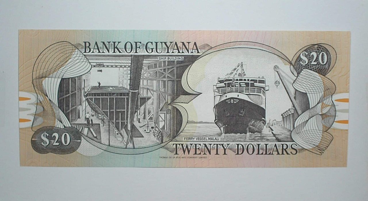 | Casa do Colecionador Guyana / Cédula Estrangeira / 20 Dollars - 1966 / Cataratas de Kaieteur / Flor de Estampa