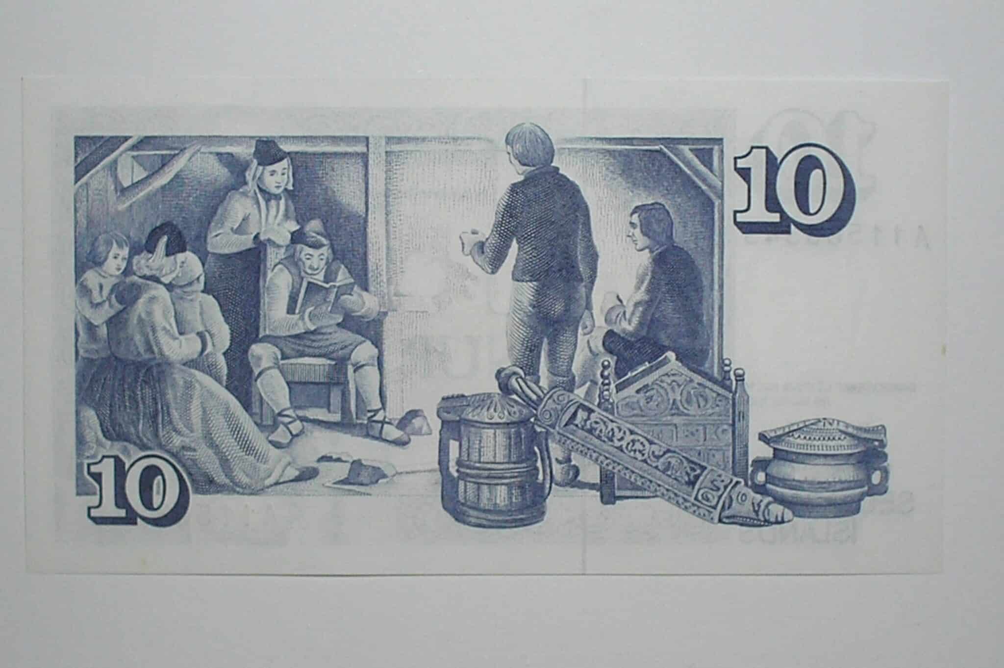 | Casa do Colecionador Icelandia Cedula Estrangeira 10 Kronur 1961 Comemorativa A Jonsson Laeroi Flor De Estampa