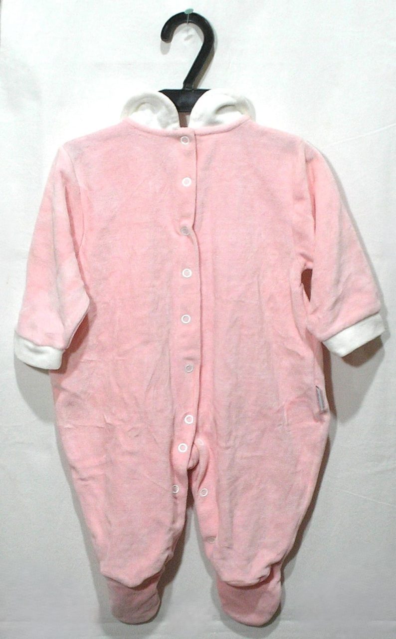 | Casa do Colecionador - Macacão bebê menina veste 3 meses na cor rosa com detalhes frontal em branco - pé fechado - 100% algodão