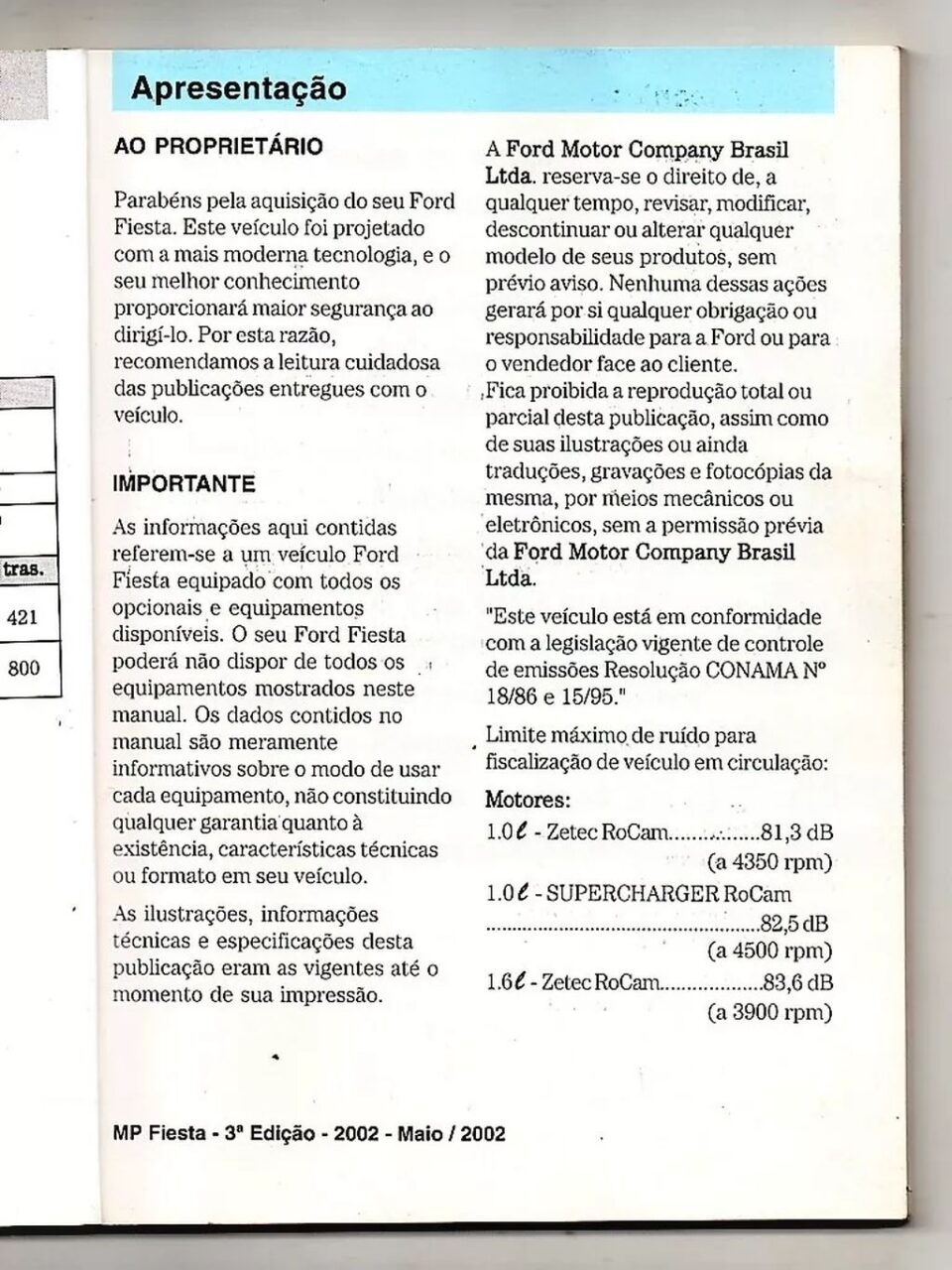 | Casa do Colecionador Manual Do Proprietario Ford Fiesta - 2002