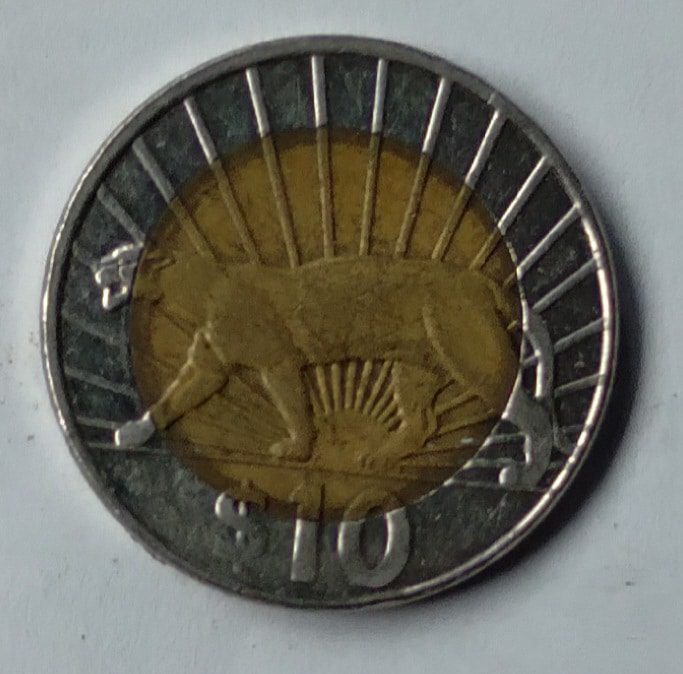 | Casa do Colecionador Moeda Uruguai 2011. Bimetálica 10 pesos.