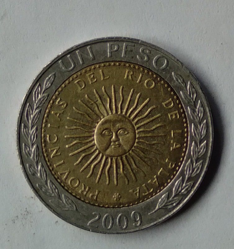 | Casa do Colecionador Ne5s. Moeda Argentina 2009. Bimetálica 1 peso.