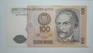 Peru / Cédula Estrangeira / 100 Intis - 1987 / Ramon Castilla / Flor de Estampa