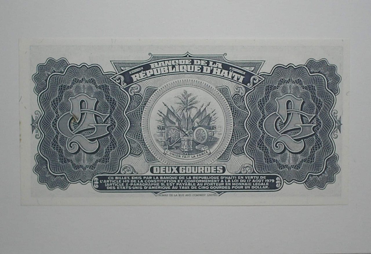 | Casa do Colecionador Republica Do Haiti Cedula Estrangeira 2 Gourdes 1979 Flor De Estampa