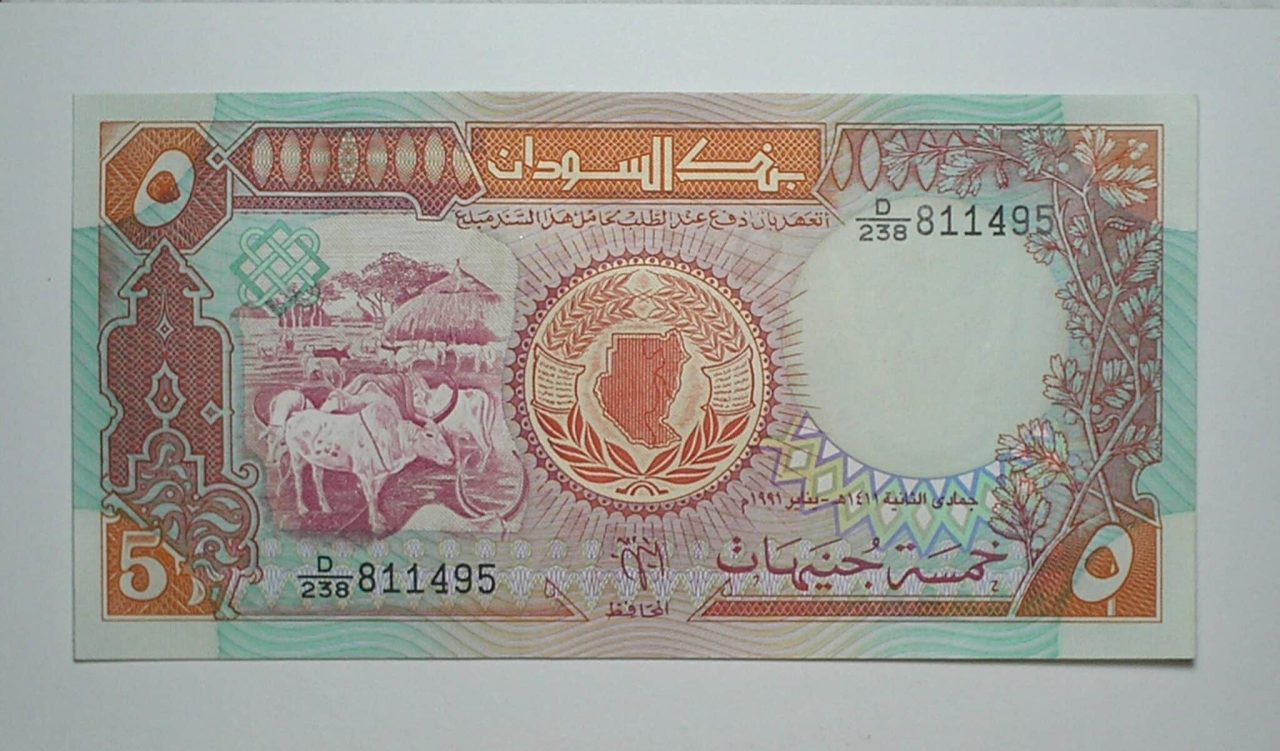 | Casa do Colecionador Sudão / Cédula Estrangeira / 5 Sudanese Pounds - 1991 / Flor de Estampa