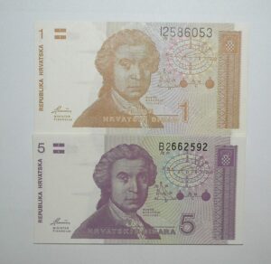 Yugoslavia - Croácia / Cédula Estrangeira / 1 - 5 - Dinara - 1991 / Catedral / Flor de Estampa