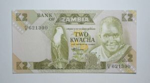 Zambia / Cédula Estrangeira / 2 Kwacha - 1980 / Impressa por Thomas de la Rue & company, Limited / Flor de Estampa