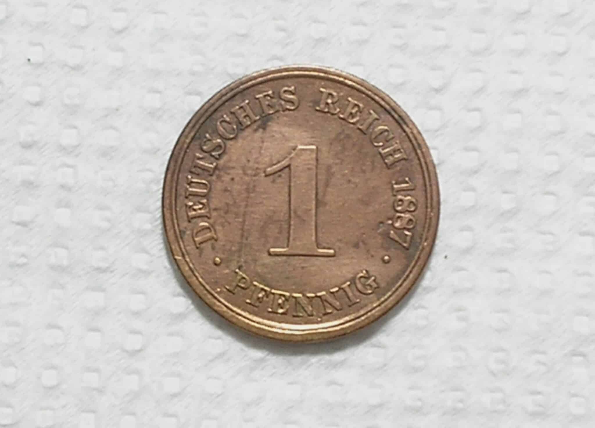| Casa do Colecionador Alemanha) 1 Pfennig - 1887-D (Munich) / Co / box53