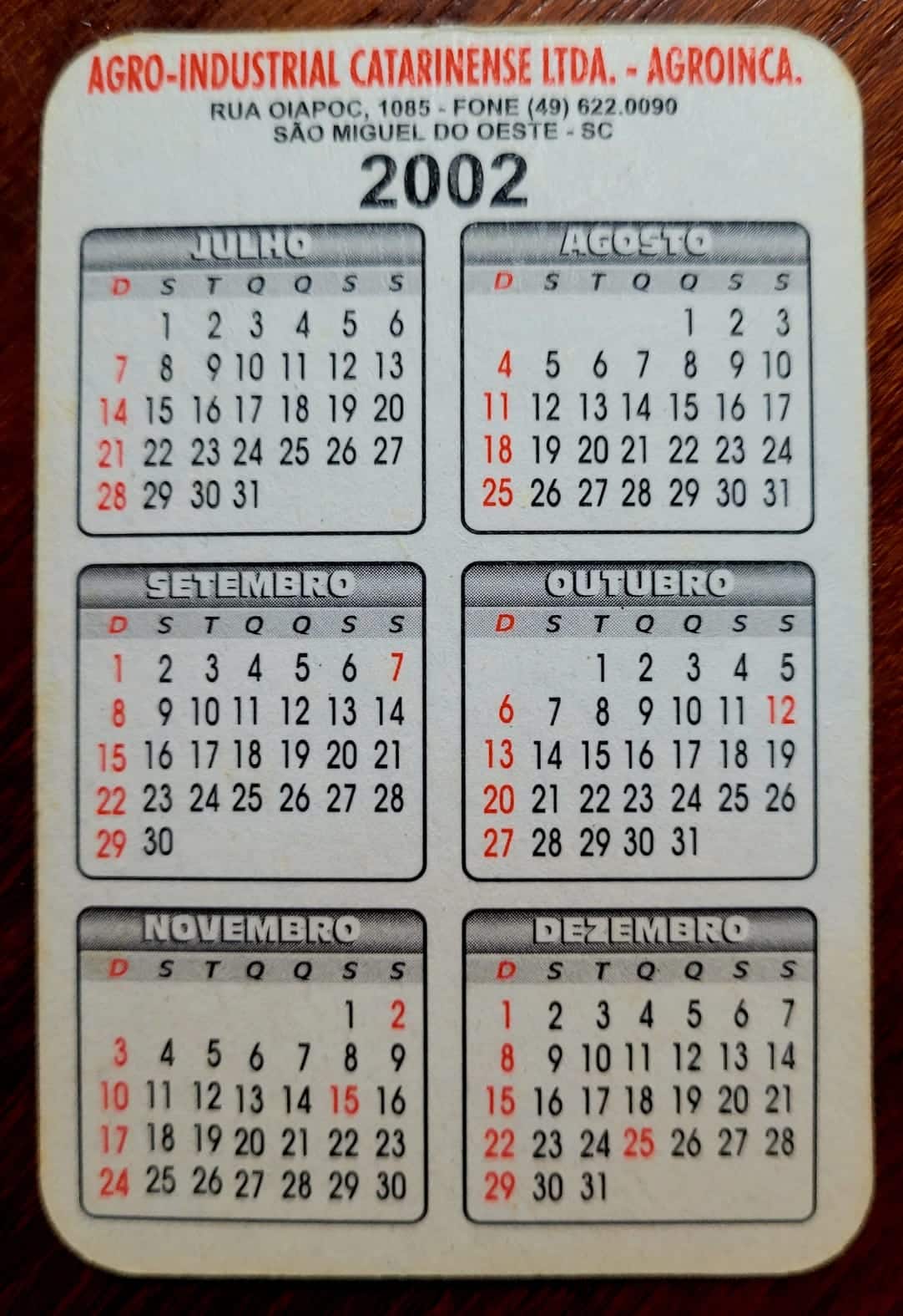 | Casa do Colecionador Calendário de Bolso (Tema Propaganda) Matacura - Horse Shampoo Antisséptico - Ano 2002