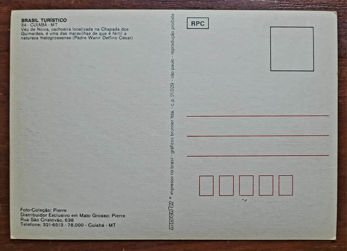 | Casa do Colecionador Cartão Postal – Mato Grosso (Cuiabá) Brasil Turístico Nº 54 - Cachoeira Véu de Noiva