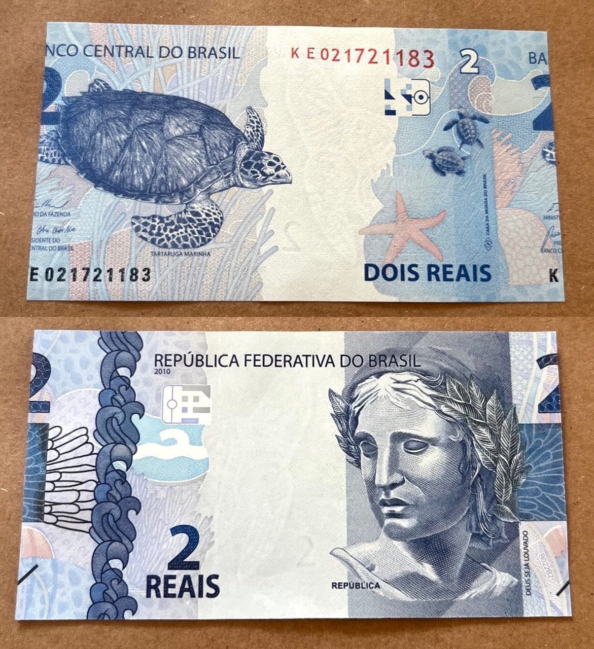 | Casa do Colecionador Cédula de 2 Reais Flor de Estampa com Erro de Corte. Nota de Coleção Escassa