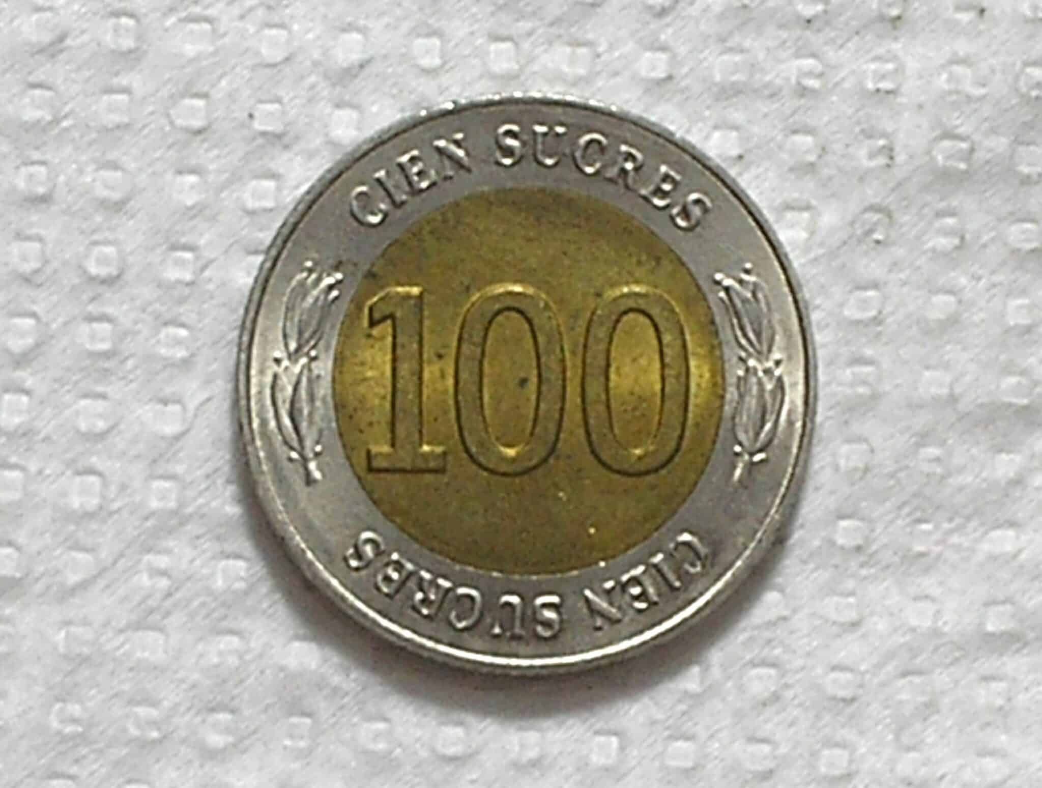 | Casa do Colecionador Ecuador) 100 Sucres - 1997 / Bimetal / Flor de cunho / box53