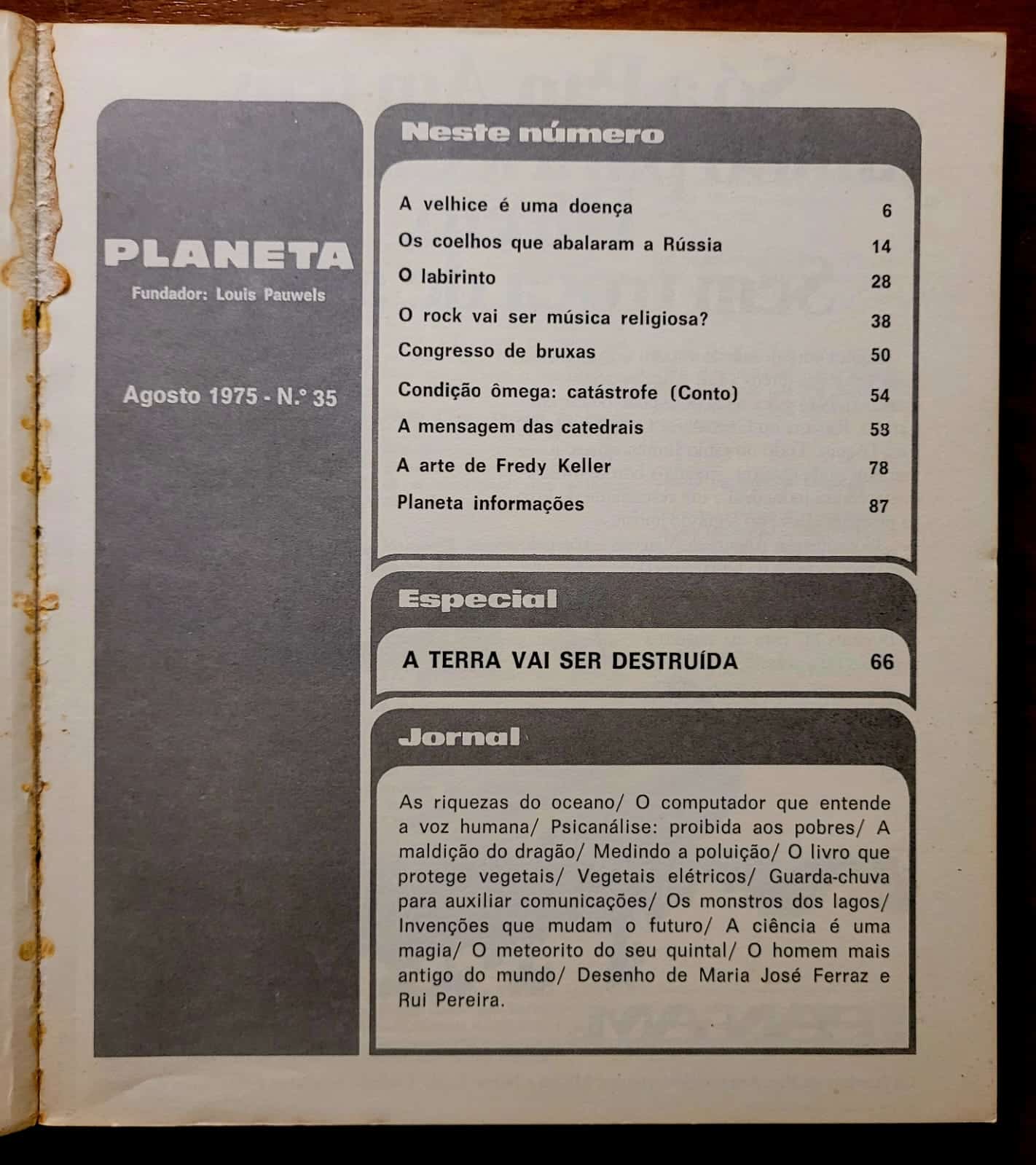 | Casa do Colecionador Planeta Nº 035 - A Terra vai ser Destruída (Editora Três) Agosto 1975 (Revista)