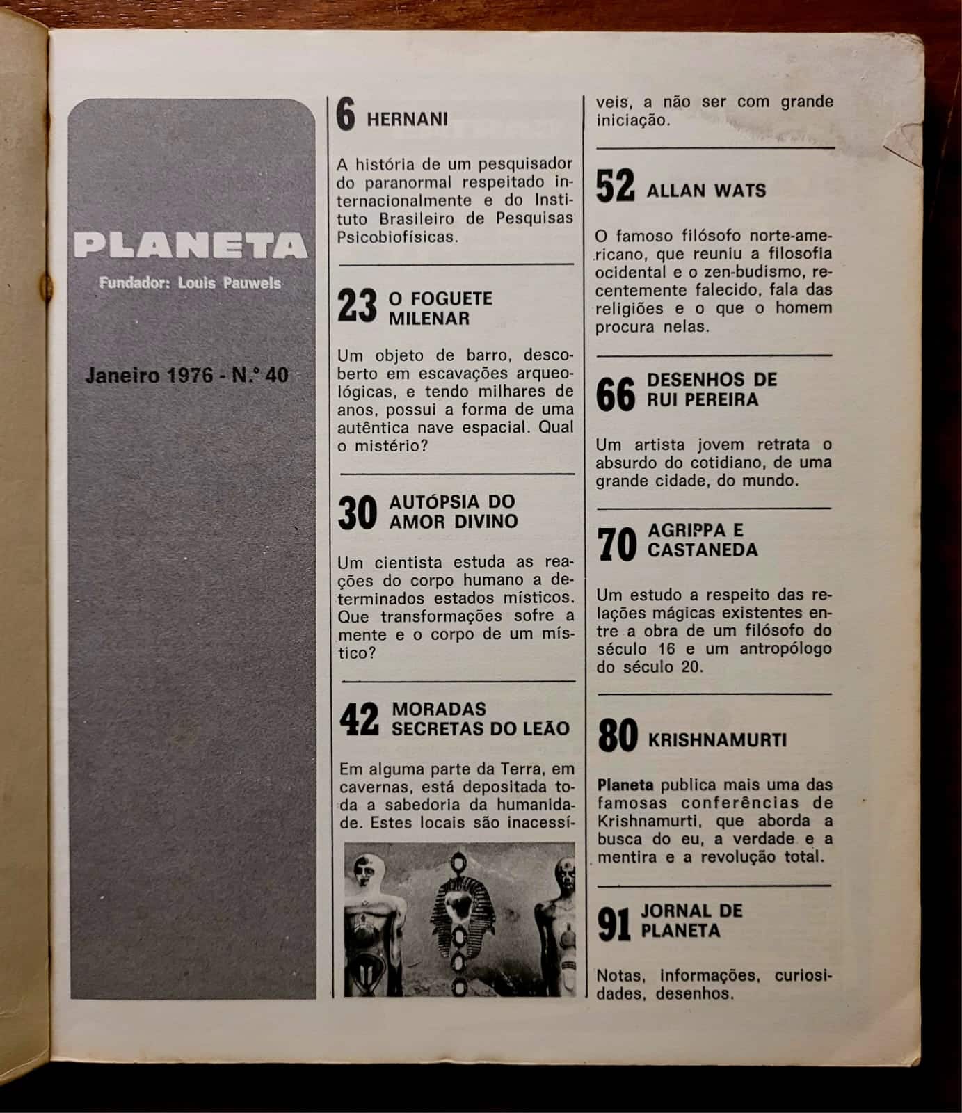 | Casa do Colecionador Planeta Nº 040 - Autópsia do Amor Divino (Editora Três) Janeiro 1976 (Revista)