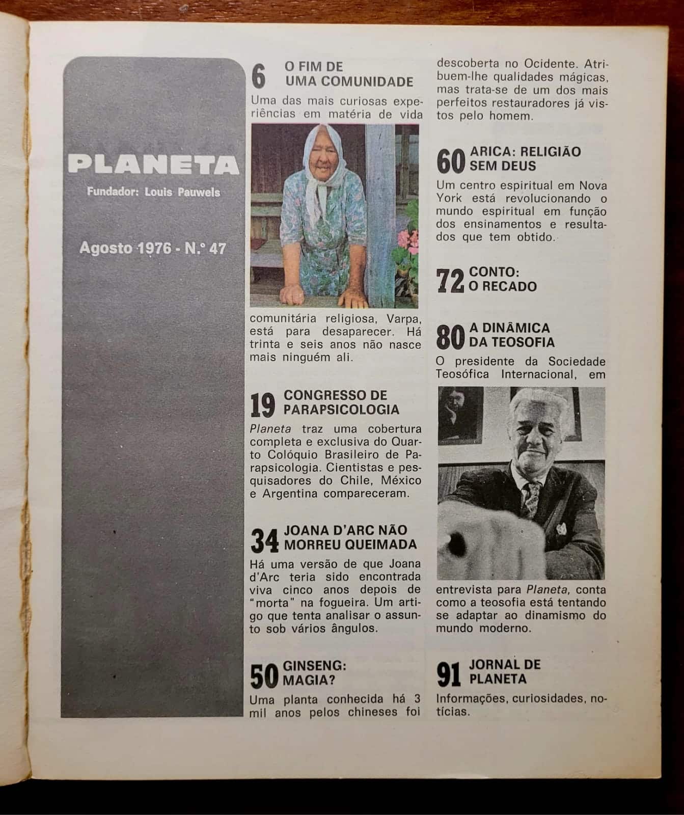 | Casa do Colecionador Planeta Nº 047 - Joana D'arc não Morreu Queimada (Editora Três) Agosto 1976 (Revista)